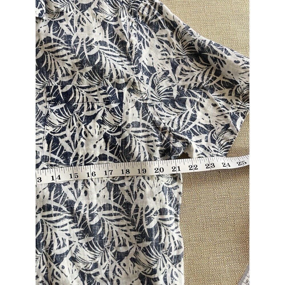 Heritage Linen Button Up Shirt Short Sleeve Floral Boho Summer Beachy Casual L - Picture 4 of 8